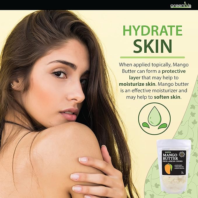 GreenIVe Deodorized Mango Butter Chuncks 100% Pure Raw Unrefined Natural Creamy Skin Hair Moisturizer Hydrating Body Butter Lotion Lip Balm Soap Making DIY Cosmetics Whipped Creams Food Grade 16oz