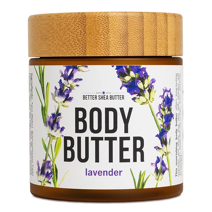 Lavender Body Butter with Shea Butter, Jojoba & Lavender Essential Oil - Natural Lotion for Women, Non-Greasy Moisturizer for Dry Skin, Whipped Body Cream