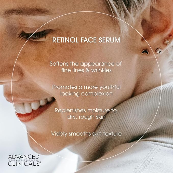 Advanced Clinicals Retinol Serum For Face | Visible Anti Aging Retinol Serum Skin Care Face Moisturizer With Vitamin E Helps Improve Look Of Wrinkles, Fine Lines, & Uneven Skin Tone, 1.75 Fl Oz