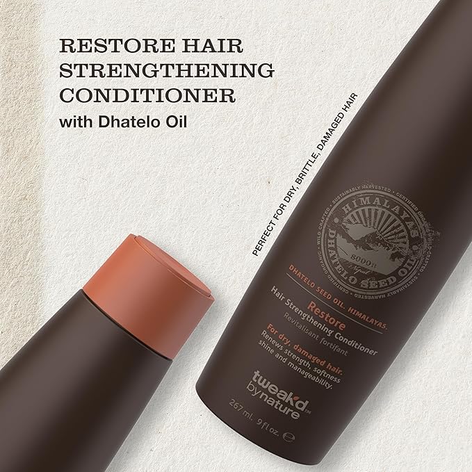 Tweak’d by Nature - Restore Hair Strengthening Conditioner, Sulfate Free Deep Conditioner for Dry, Damaged Hair, Hydrating Hair Care for Instant Shine and Softness (9oz)