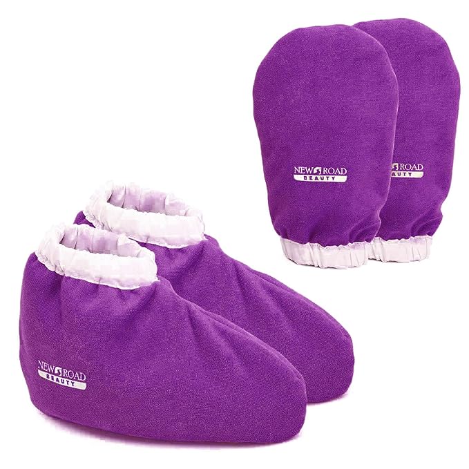 Paraffin Wax Machine for Hand and Feet, Paraffin Wax Kit, Quick Heating Touch Screen Paraffin Bath, Purple Terry-Cloth Mitts and Booties, Paraffin Wax for Arthritis, 4-Pack Peach