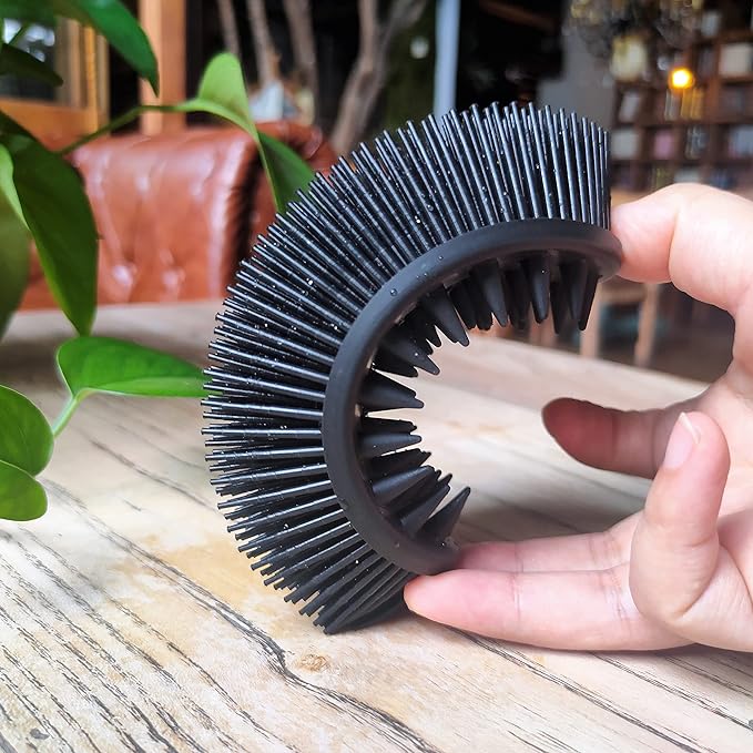 Premium Sensory Brush for Kids or Autism,Soft Silicone Body Scrubber,2 in 1 Sensory Room Occupational Therapy Sensory Brushes,Silicone Loofah,Pet Shower Brush Bath Brush Shampoo Brush(Spikes-Black)