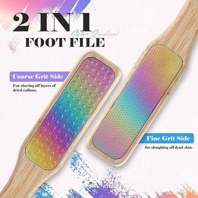 BALUCA Hard Skin Remover Foot File - Foot Callus Remover, Durable Foot Scrubber, Dead Skin Remover, Hygienic Pedicure Tool, Long Lasting Foot Buffer, Soft Smooth Feet (Bamboo)