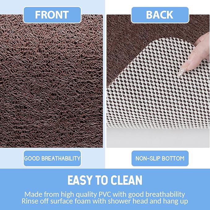 Non-Slip Bathtub Mat, Anti Slip Shower Mat, Fast Drying Bathtub Mats, Foot Scrubber Mat, Anti Slip Mat for Tub, Floor, Bathroom, Kitchen, Home, Hotel (Brown 32"×17")