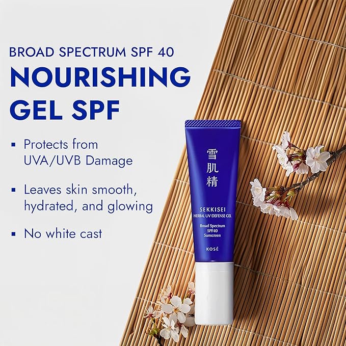 SEKKISEI Herbal UV Defense Gel for Face Broad Spectrum Sunscreen, SPF40, 1 Ounce
