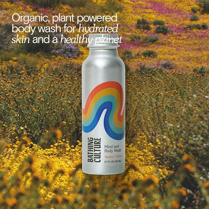 Bathing Culture, Organic Mind + Body Wash, Natural, Biodegradable, Sustainable, Vegan Personal Care, All Natural Organic Body Wash for Women and Men, 2.7 fl oz, Meadow Vision Scent, Holiday Gift Idea