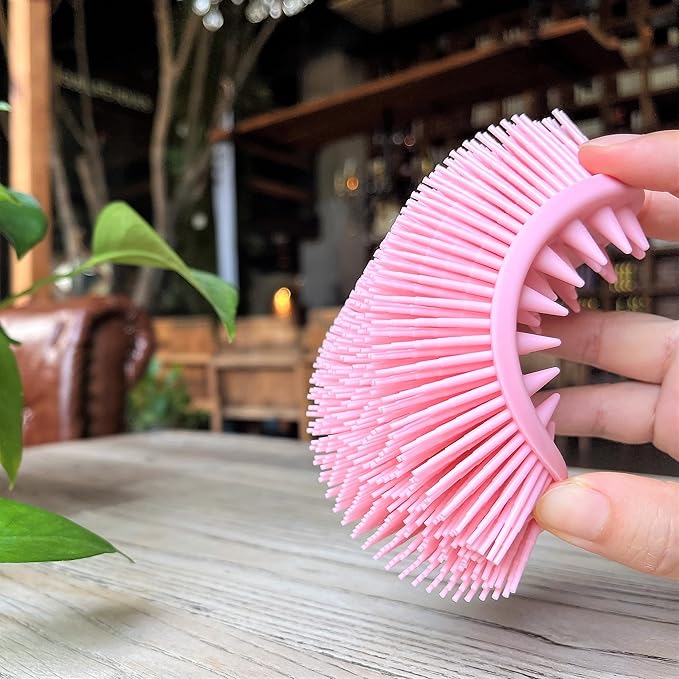 Premium Sensory Brush for Kids or Autism,Soft Silicone Body Scrubber,2 in 1 Sensory Room Occupational Therapy Sensory Brushes,Silicone Loofah,Pets Shower Brush Bath Brush Shampoo Brush(Spikes-Pink)