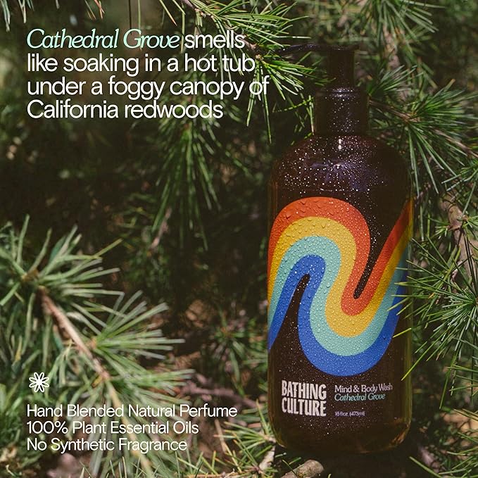 Bathing Culture, Organic Mind + Body Wash, Natural, Biodegradable, Vegan Personal Care, All Natural Organic Body Wash for Women and Men, PCR Plastic Bottle, 16 oz, Cathedral Grove, Holiday Gift Idea
