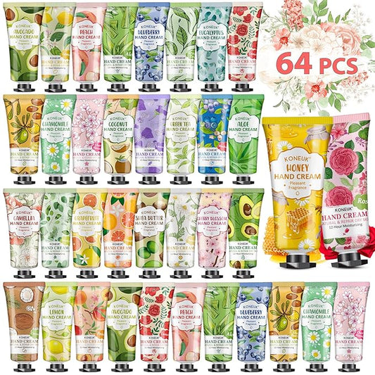 64 Pack Moisturizing Hand Cream Set, Christmas Gifts for Women, Bulk Hand Lotion Travel Size for Dry Cracked Hands, Mini Hand Cream for Mom Gifts, Stocking Stuffers, Thank You Gifts