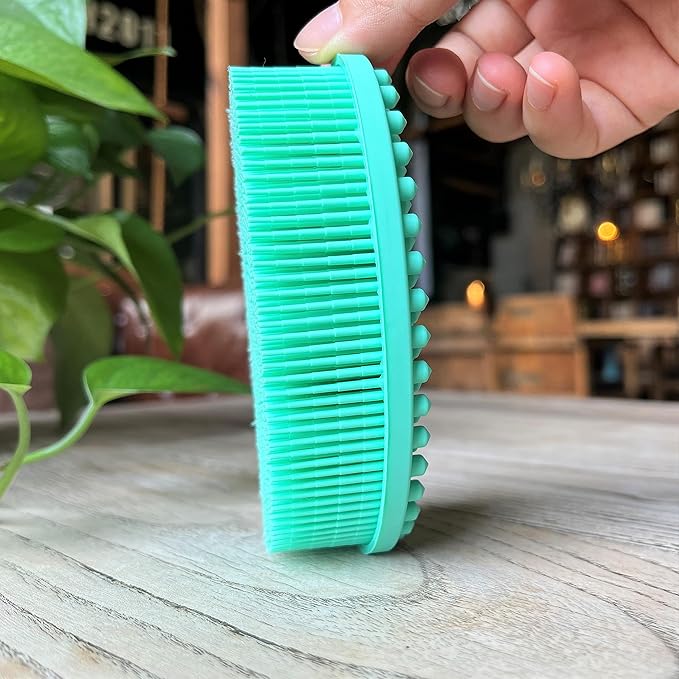 Premium Sensory Brush for Kids or Autism,Soft Silicone Body Scrubber,2 in 1 Sensory Room Occupational Therapy Sensory Brushes,Silicone Loofah,Pet Shower Brush Bath Brush Shampoo Brush(Big Oval-Teal)