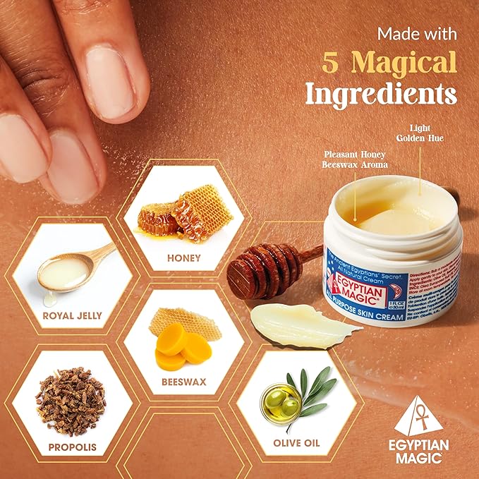 Egyptian Magic - All Purpose Face, Body, and Dry Skin Moisturizing Cream, Skin Protectant for Women & Men, Eczema Care Healing Balm, Scar Treatment, Stretch Marks, and Tattoo Aftercare, 4oz Jar