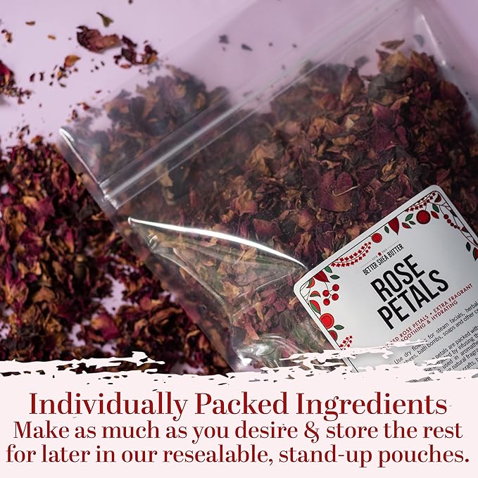 Better Shea Butter Body Butter Making Kit, Includes Kokum Butter, Almond Oil, Dry Rose Petals, Pink Mica, 2 Jars & DIY Recipe Card with Link to Video Tutorial - Natural Whipped Body Lotion Making Kit