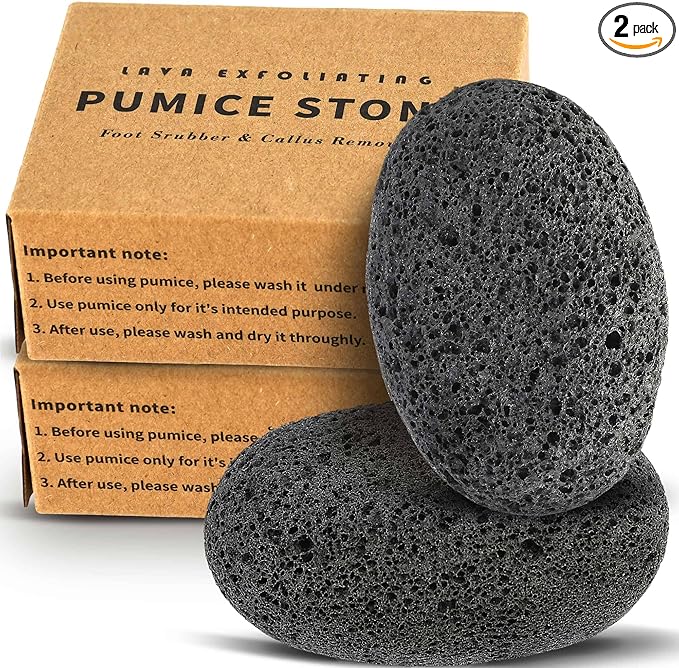 Maryton Natural Pumice Stone for Feet - Lava Foot Exfoliator Scrubber Pedicure Tools, Dead Skin Corn Callus Remover for Feet and Hands, 2 Count