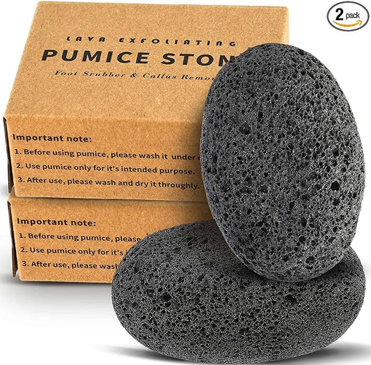 Maryton Natural Pumice Stone for Feet - Lava Foot Exfoliator Scrubber Pedicure Tools, Dead Skin Corn Callus Remover for Feet and Hands, 2 Count