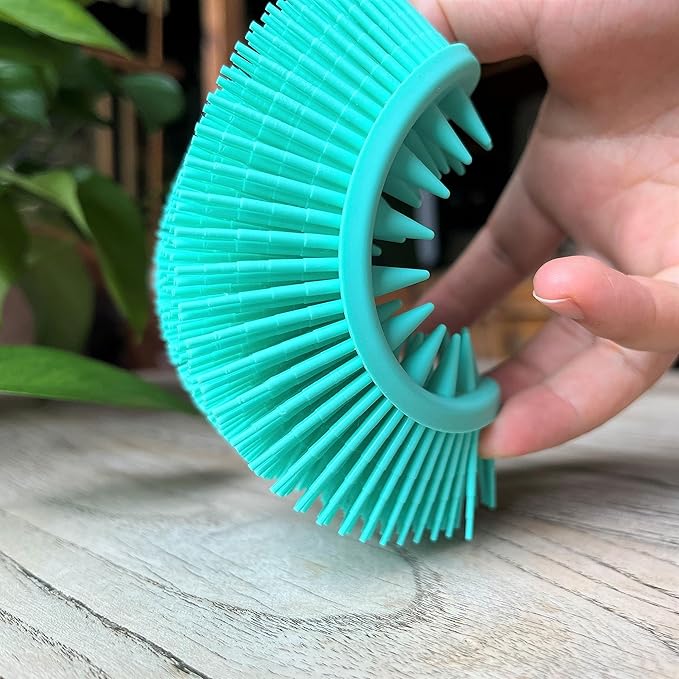 Premium Sensory Brush for Kids or Autism,Soft Silicone Body Scrubber,2 in 1 Sensory Room Occupational Therapy Sensory Brushes,Silicone Loofah,Pets Shower Brush Bath Brush Shampoo Brush(Spikes-Teal)
