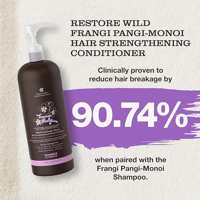 Tweak’d by Nature - Restore Frangi Pangi-Monoi Hair Strengthening Conditioner, Sulfate Free Deep Conditioner for Dry, Damaged Hair, with Coconut, Monoi Oil, and Wild Frangipani for Shine (33.8 ounces)