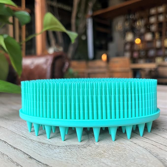 Premium Sensory Brush for Kids or Autism,Soft Silicone Body Scrubber,2 in 1 Sensory Room Occupational Therapy Sensory Brushes,Silicone Loofah,Pets Shower Brush Bath Brush Shampoo Brush(Spikes-Teal)
