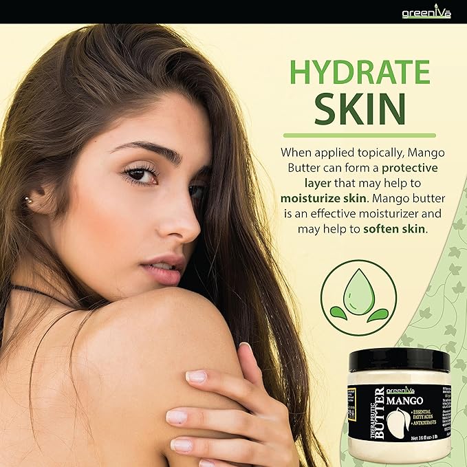 GreenIVe Deodorized Mango Butter Chuncks 100% Pure Raw Unrefined Natural Creamy Skin Hair Moisturizer Hydrating Body Butter Lotion Lip Balm Soap Making DIY Cosmetics Whipped Creams Food Grade 16oz