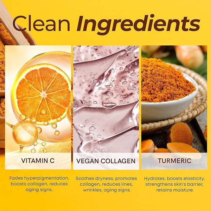Vitamin C & Turmeric Face Wash – Dermatologist Tested, Anti-Aging, Korean Skin Care – Evens Skin Tone, Reduces Dark Spots, Boosts Radiance – Clean Vegan Beauty – 200 ML