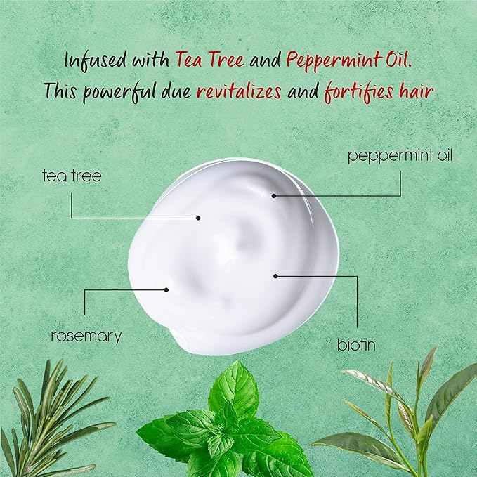 Tea Tree Shampoo and Conditioner Set for Hair Growth, Thinning Hair Loss Treatments Women & Men, Thickening Products, Paraben & Sulfate Free 20.2 FL Oz Each.